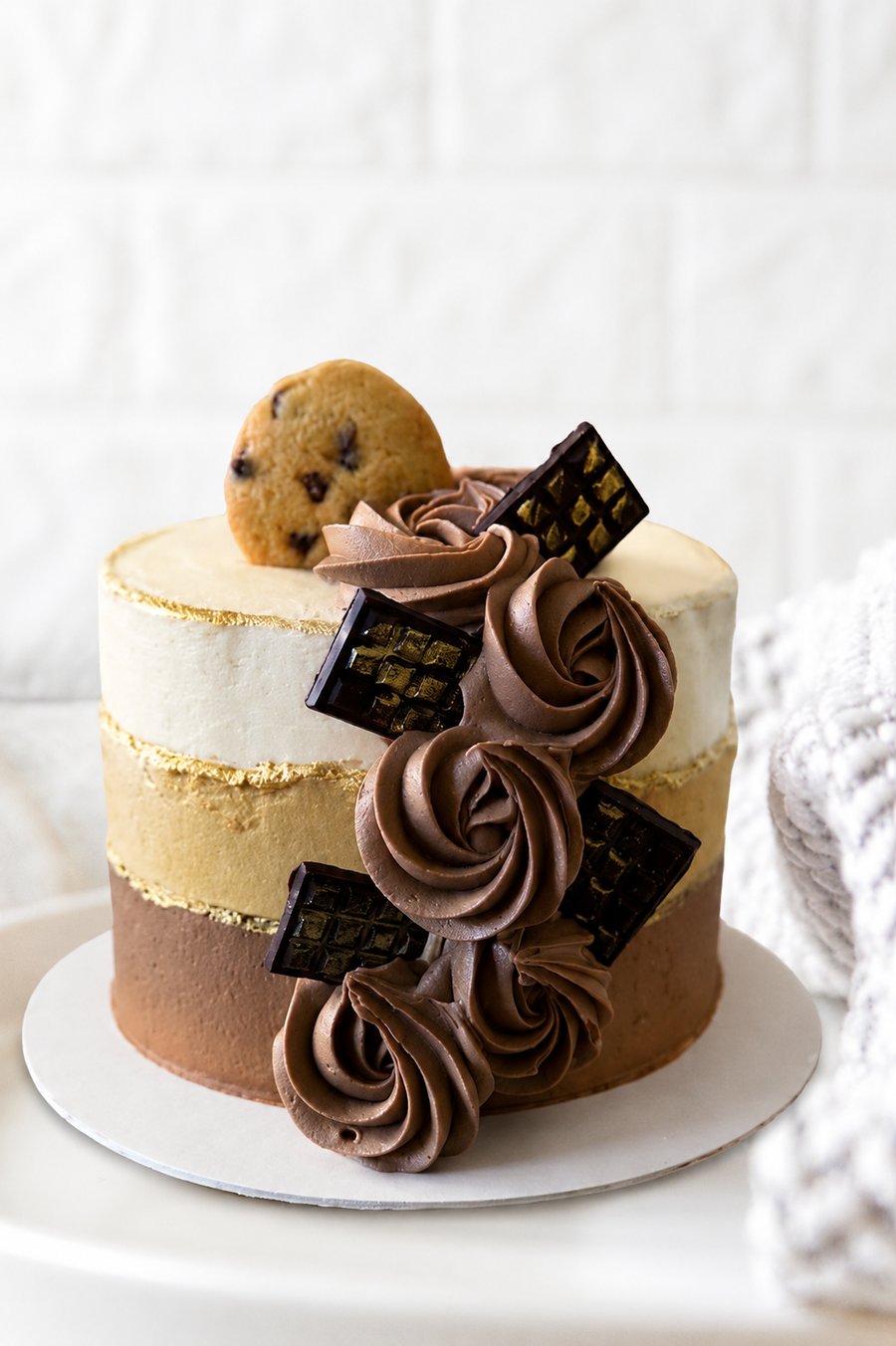 Pastel de café, relleno de ganache de chocolate y betún de café.