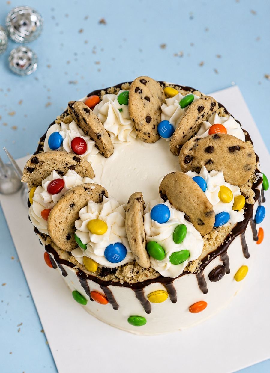 Pastel vainilla chispas de chocolate, 10–15 personas