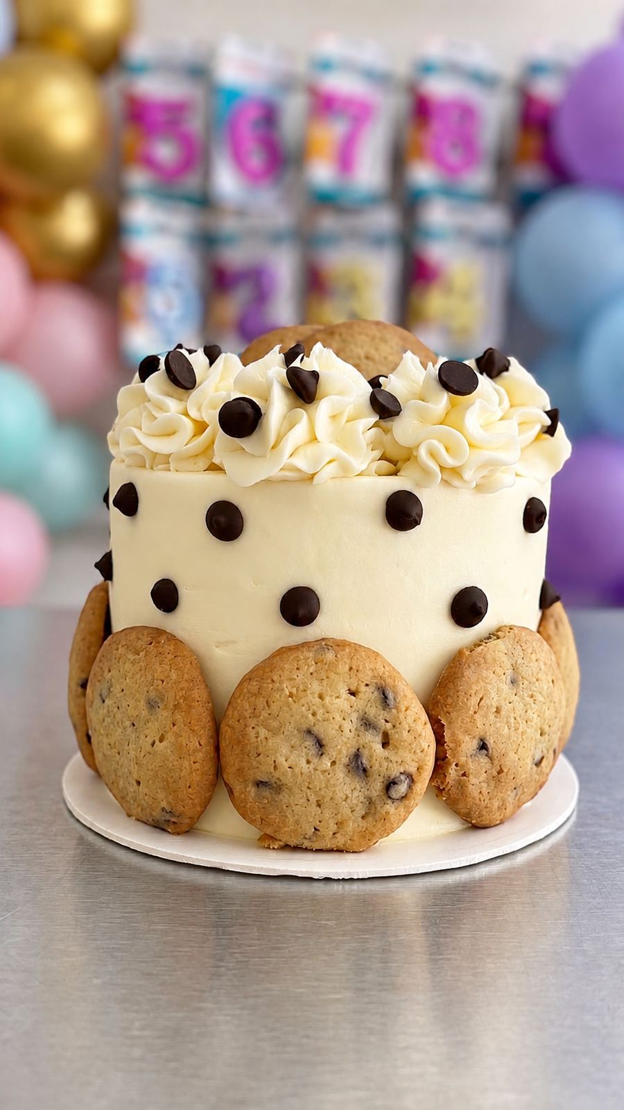 Pastel vainilla chispas de chocolate, relleno de ganache de chocolate.